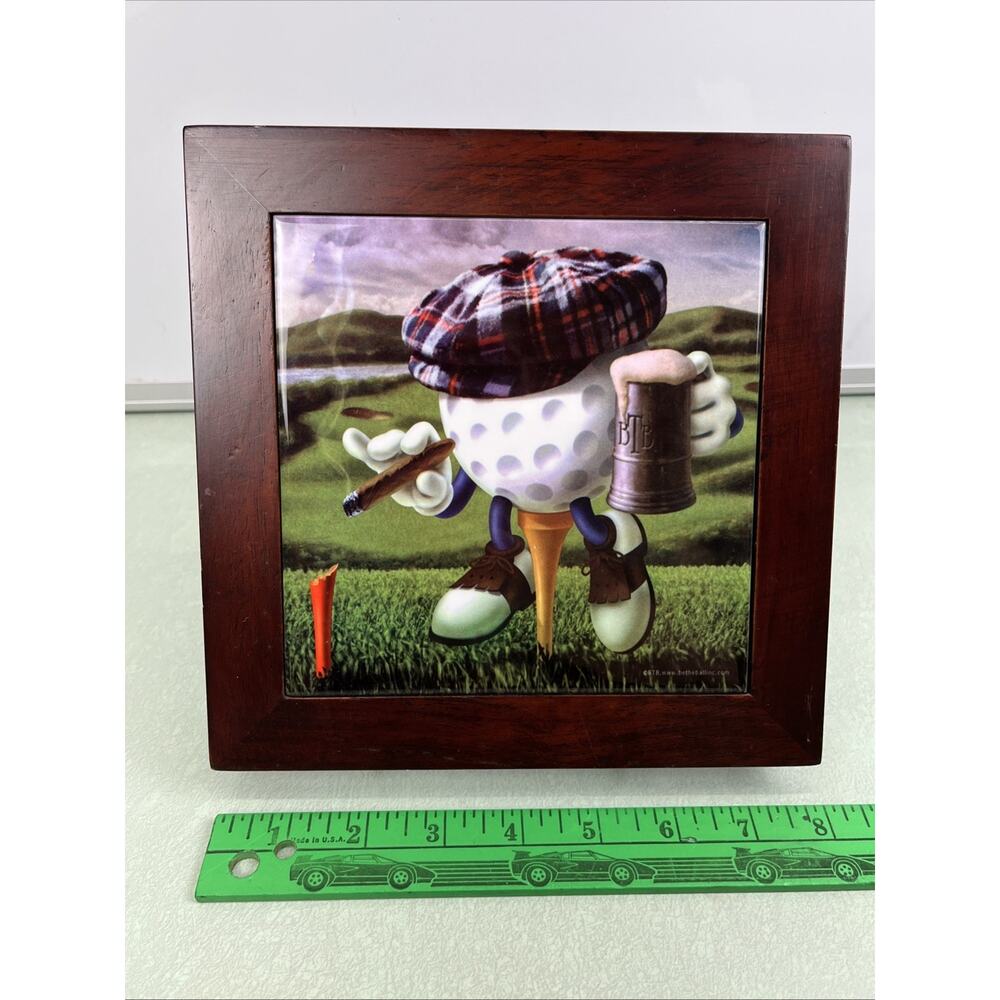 Be The Ball Golfing Whimsical Funny Framed Picture Photo Beer Cigar Golf Comedy - Picture 3 of 5